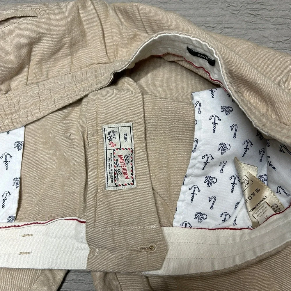 Scotch & Soda Fave Linen Blend Shorts Beige Sand Drawstring Mens Fave 36x10